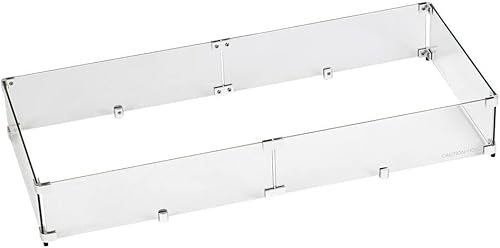 American Fireglass Protector de llama de vidrio templado para sartén rectangular de 36 x 12 pulgadas  Protector contra viento para exteriores con
