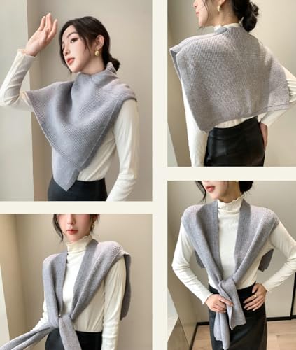 Solid Knitted Shawl Wraps for Women Vintage Pashmina Shawls and Wraps Sweater Scarf Cardigan Knotted Shoulder Tops Cape 20254