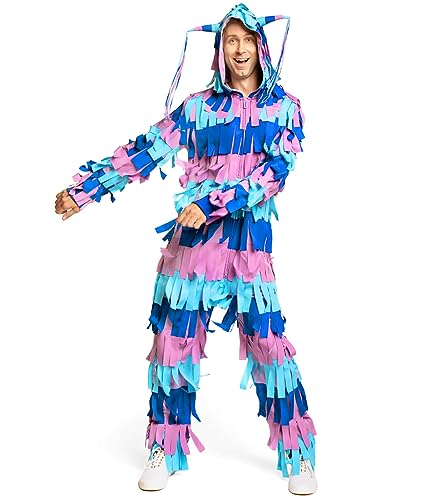 Combinaison piñata multicolore pour homme Tipsy Elves : costume d'Halloween amusant adulte