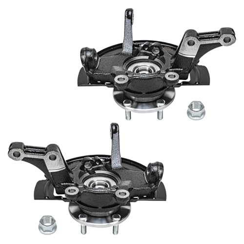 Image of Detroit Axle - 2.5L Front 2pc Steering Knuckles for 02-06 Nissan Altima, 2 Steering Knuckles & Wheel Bearing Hubs Assembly 2002 2003 2004 2005 2006 Replacement
