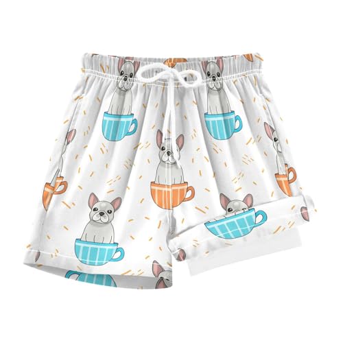 Cute Bulldogs Teacups Boys Swim Trunks with Compression Liner Quick Dry Bathing Bottom Kids Beach Shorts