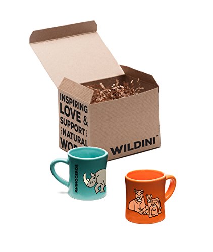 Wildini Bittymugs For Kids Lion/Rhinoceros - Kid Sized Mugs, 4Oz Ceramic, Bpa Free, Waldorf Preschool Mug, Kids Cup, Animal Mug Set, Hot Chocolate Mug, Milk Mug, Espresso Mug, Gift For Kids #TOP3