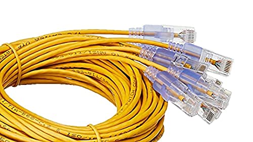 Image of Monoprice - 116347 SlimRun Cat6A Ethernet Patch Cable - Snagless RJ45 UTP Pure Bare Copper Wire 10G 30AWG 5ft Yellow 10-Pack