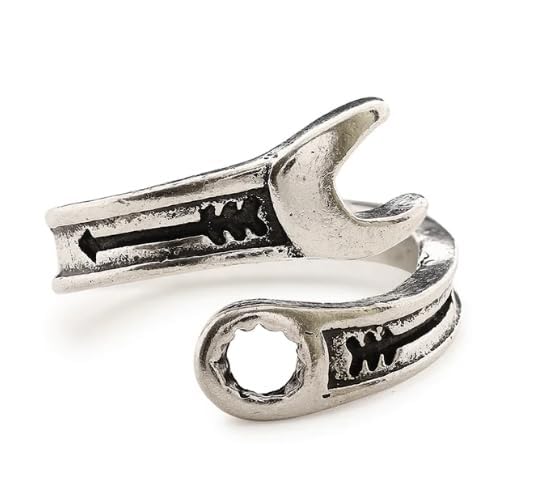 Gothic Wrench Adjustable Ring, Antique Silver Plated, Unisex Statement Ring, Stainless Steel-image-11