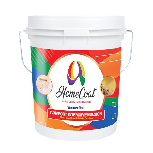 Image of Comfort Interior Emulsion White Paint | Acrylic Water Based Wall Finish Excellent Hiding and Smooth Matte Texture for Home Decor | Size 10 Ltr
