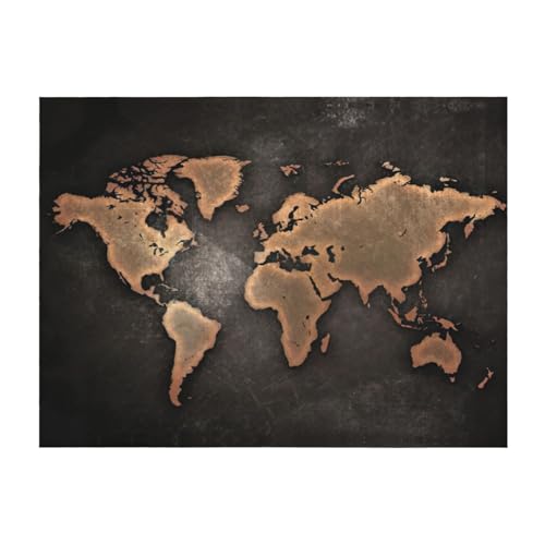 Couverture lit microfibre EdWal imprimée carte du monde rouille - 2