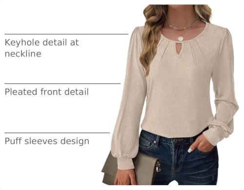 GKBK Women's Long Sleeve V-Neck Loose Fit Blouse Top (3 Colors) - image 4