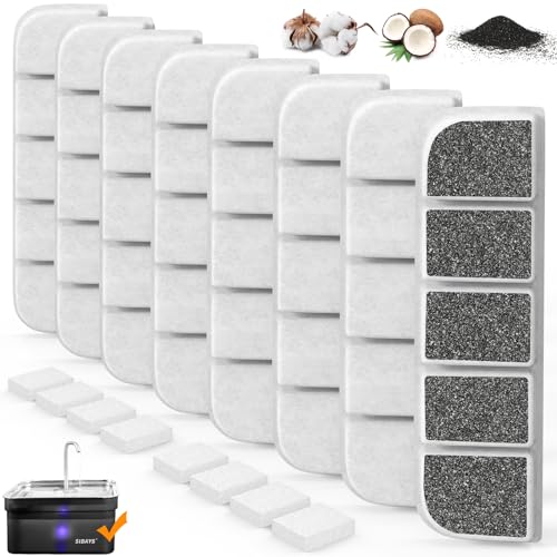 8 Pack Replacement Filters and 8 Pack Pump Filters for SIBAYS 355oz/2.8Gal/10.5L Large Dog Water Fountain, Made of Coconut Shell Activated Carbon and PP Cotton, Food Grade Water Fountain Filters 8 Pack Replacement Filters and 8 Pack Pump Filters for SIBAYS 355oz/2.8Gal/10.5L Large Dog Water Fountain, Made of Coconut Shell Activated Carbon and PP Cotton, Food Grade Water Fountain Filters