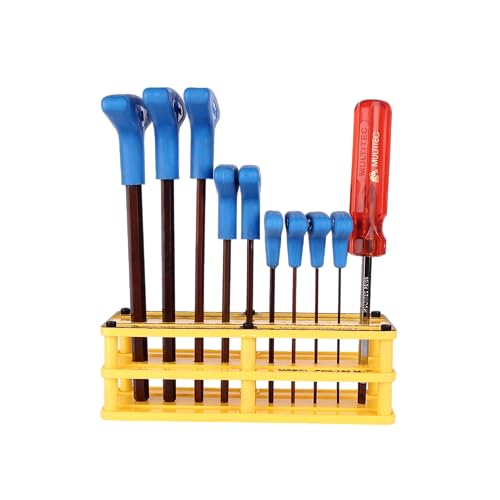 Image of MULTITEC T-Handle Hex Driver Set - 9-Piece SAE T-Handle Hex Key Set (1 /16 inch to 3 /8 inch) with Reversible Screwdriver | Alloy Steel | Ergonomic Handles | Organized Storage Rack