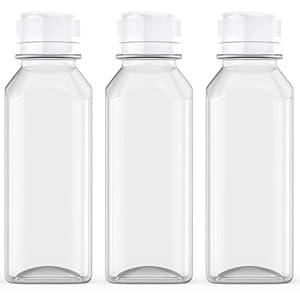 Axe Sickle 8 Pcs 8 Ounce Juice Bottles Plastic Milk Bottles Bulk Beverage Containers with Tamper Evident Caps Lids White for Milk, Juice, Drinks and Other Beverage Containers
