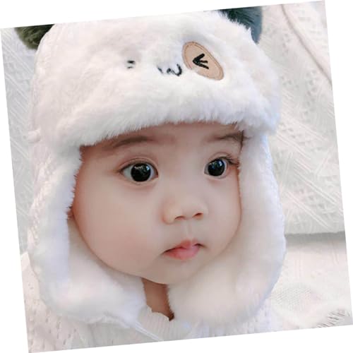 Warm Boys and Girls Winter Hat Earmuffs Boys Girls Fur Hat for Newborn Months White2