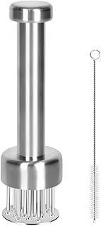 Brigii Meat Tenderizer Tool, 304 Stainless Steel, with 21 Needles & Retractable Safety Guard, for Tenderizing Beef, Turkey, Chicken, Steak, Dishwasher Safe