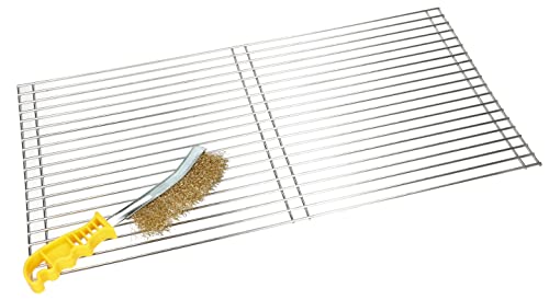 KOTARBAU® Parrilla de Acero Inoxidable, Parilla Rectangular 58 x 30 mm, Parilla para Barbacoa, Parilla Barbacoa + Cepillo de Acero para Limpiar, Parilla BBQ de Repuesto, Rejilla Barbacoa