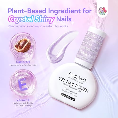 Image of SAVILAND Color Artistry Cat Eye Gel Nail Polish 6 Colors: Crystal Shiny Gel Nail Polish Shimmer Glitter Rainbow Magnetic Glitter Cat Eye with Magnet Stick Soak Off U V Lamp Manicure Nail Art