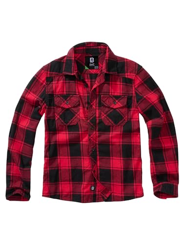 Brandit Kids Check Shirt Long Sleeve, Farbe: red/Black, Größe:...