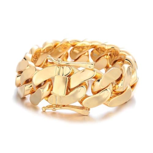 18K Cuban men's gold bracelet, 22mm wide, specially designed for men's domineering bracelet. It is a good choice for giving to fathers, lovers, and friends