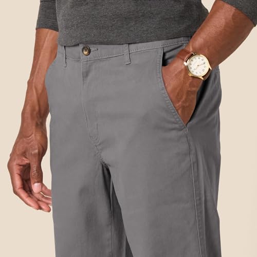 Amazon Essentials Herren Chino-Jogginghose Mit Geradem Schnitt, Kohlegrau, L