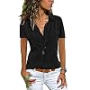 S-8xl dames blouses basic stijl knoop solide zomer korte mouwen shirt dames slanke kleding elegante kantoorshirts tops