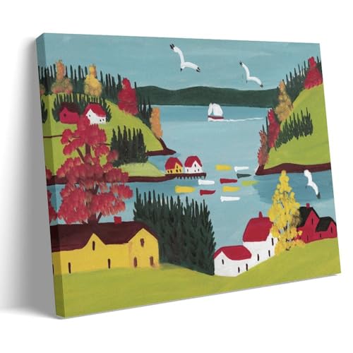 Maud Lewis Impression Murale Art Populaire Maison Villageoise Colorée