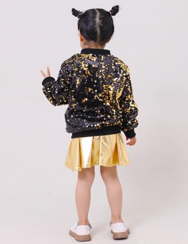 Image of YIYI Sequin Jackets for Girls Kids Boys Glitter Sparkle Bomber Varsity Birthday Party Shiny Outwear Clothes