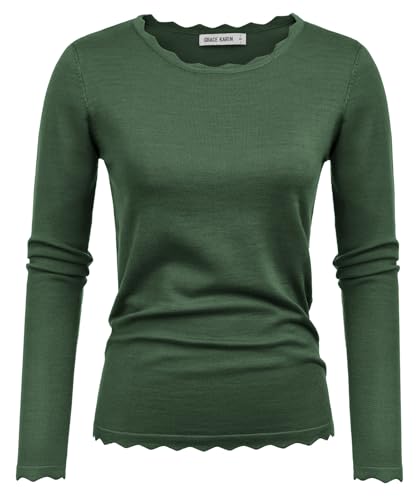 GRACE KARIN Women's High Stretchy Long Sleeve Pullover Sweater Blouse Top