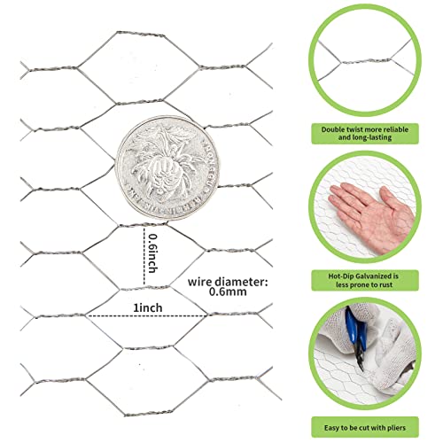 MIVERYEA Esgrima de arame de galinha 40 cm x 82 m, malha de arame de galinha de metal para artesanat