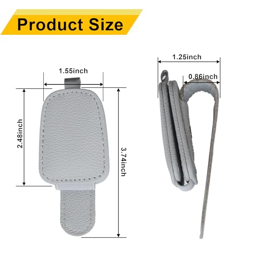 Yuoyar Sunglass Holder for Car, Magnetic Leather Sunglasses Holder and Ticket Card Clip, Car Visor Accessories, 2 Packs (Silver Grey)