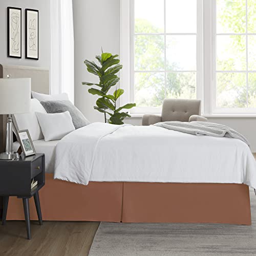 Image of Nestl Rust Twin XL Bed Skirt - Twin XL Size Bed Skirt 14 Inch Drop - Brushed Microfiber Bed Skirts - Hotel Quality Pleated Bed Skirt - Shrinkage & Fade Resistant