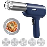 Uspring Handheld Electric Pasta Maker, 5-in-1 Cordless Pasta Maker Machine, Portable Noodle Maker with Dough Cutter, Automatic Noodle Press Machine, Homemade Spaghetti Maker-Blue