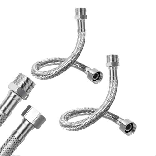 2 Stück 304 Edelstahl Flexschlauch 3/8, 20 cm, Mit Außengewinde & überwurfmutter – Wasseranschluss Verlängerung Für Wasserhahn Küche, Bad & Eckventil – Rostfrei & Flexibel