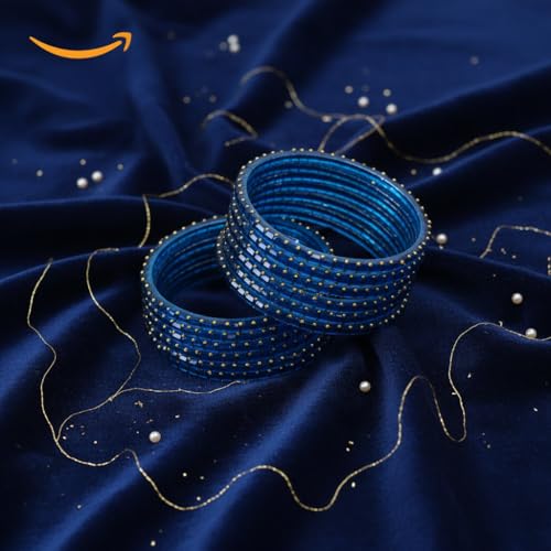 Image of SUNDRAM Raindrop Glass Bangles Set for Women & Girls, Transparent Crystal Kanch Ki Chudi for Wedding & Party, Set of 12
