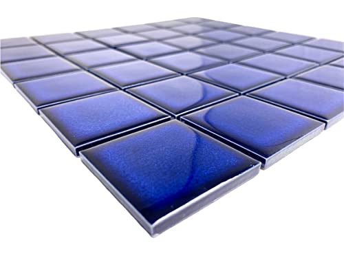 Tenedos CBLT22SQR Premium Quality 2 Inch Cobalt Blue Square Pattern Porcelain Mosaic Tile (Not Peel And Stick Tile) For Kitchen Backsplash, Pool Tile thumb #6