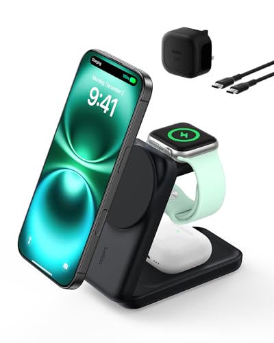Belkin UltraCharge 3 in 1 Magnetic Wireless Charger with Qi2 25W - Black