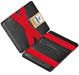 Jaimie Jacobs Flap Boy Slim - Das Original - Magic Wallet ohne Münzfach integrierter RFID Schutz Magischer Geldbeutel Echtleder (Schwarz mit Rot)