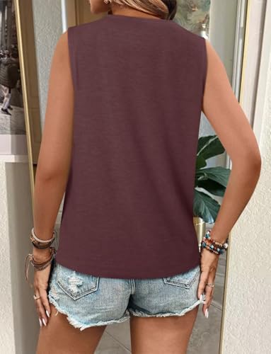 Womens Casual Tank Tops Summer Sleeveless Tops V Neck T Shirts Loose Fit Trendy Travel Vacation Casual Tee Shirt4
