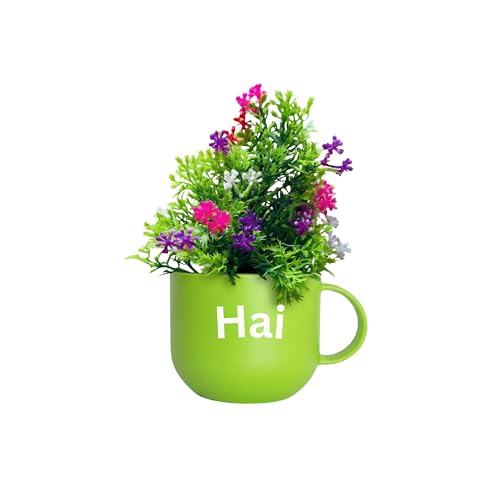 Image of Dekorly Wall Hanging Mug Planters with Artificial Flowers (20CM) - Decorative Hanging Cups, Colorful Floral Wall Decor for Living Room Bedroom Balcony Office Gift Set (3, Zindagi Gulzar Hai)