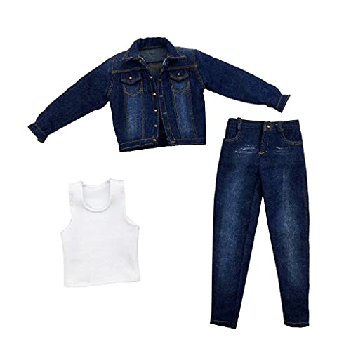 Amleso 1/6 Scale Action Figure Clothes Jeans Coat Trouser Full Set Accessories #TOP2