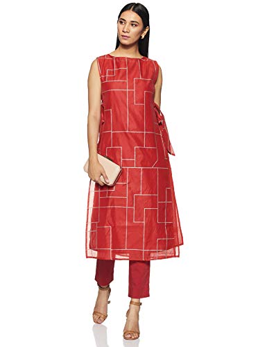 Image of Amazon Brand - Myx Women's Regular Fit Kurta in Poly Chanderi