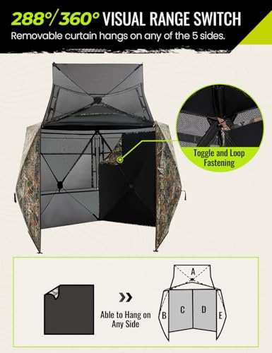 Image of TIDEWE Hunting Blind 360 See Through, Pop Up Ground Blind with Large Door