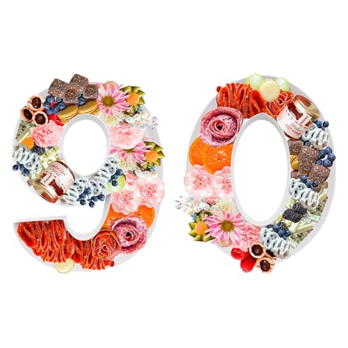 Image of 12 inch Fillable Number Paper Mache Cardboard Cutouts Sweet Charcuterie Board Tray(White, 60&90 Shape)