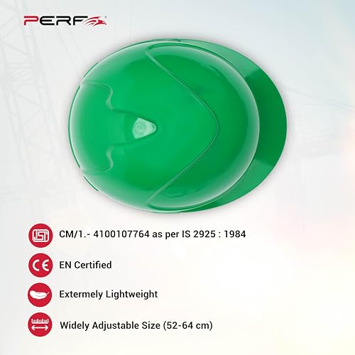 Image of PERF Safety Helmet for Construction & Outdoor Work|Easy 3D Fitting System for Any Head Size|Lightweight|4-Point Support, Easy Impact Absorption Sweatband|Maxxtra|Green