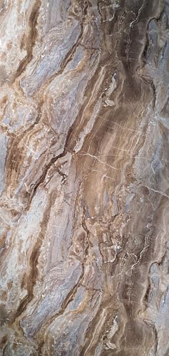 Duschrückwand Wandpaneele 122x244cm in Marmor- und Granitoptik (Arabescato Brown), Badrückwand Duschverkleidung Wandverkleidung aus 3mm PVC, für Innen- und Außenbereich