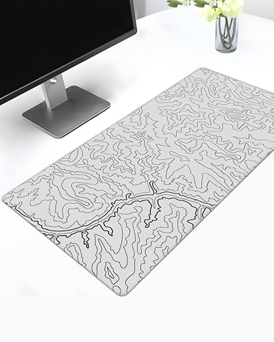 Image of White Canyon Map Stitched Mousepad (11x23) for Laptop, Desktop, PC and Gaming Deskmat (Stitched White 2.O, L)