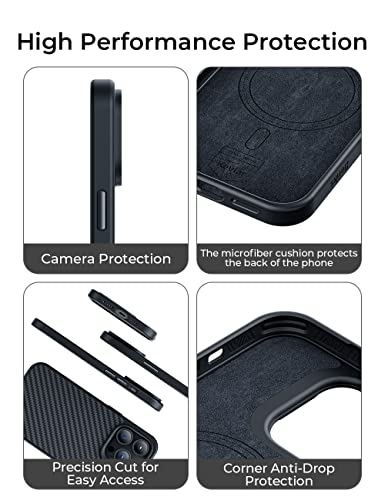 Benks Carbon Fiber Case For Iphone 14 Pro Max-6.7Inch [Compatible With Magsafe][Military-Grade Drop Protection] Slim Hybrid Magnetic Protective Case Aramid Fiber Cover Minimalist Design With Black #TOP6