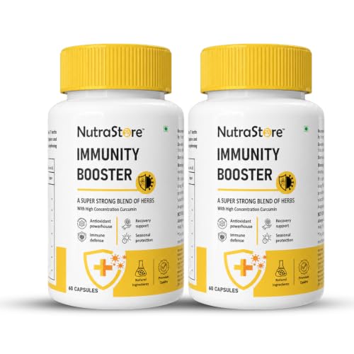Image of NutraStore Immunity Booster for Men & Women | Curcumin, Giloy, Amla, Moringa, Ginger, Orange & Piperine | Daily Health Supplement | 60 Capsules | Pack of 2