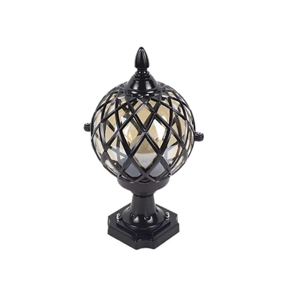 GTHTUHFD European Post Cap Lights, Retro Column Lighting, Clear Glass Shade Deck Fence Street Lamp For Driveway Yard Lawn Garden,Black-Height:15inch/38cm