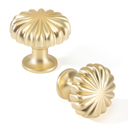 fuwlhw 12 Pack Vintage Brushed Gold Cabinet Knobs - Elegant Zinc Alloy Hardware Pulls for Kitchen Dresser & Wardrobe - Upgrade for Your Home Decor