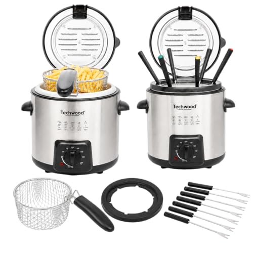 TECHWOOD Fondue - Friteuse Puissance 840W Capacité 1l d’huile