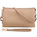 Humble Chic Women's Large Wristlet with Included Cross Body Strap - Tan - Vegan Leather Bag, Tan
