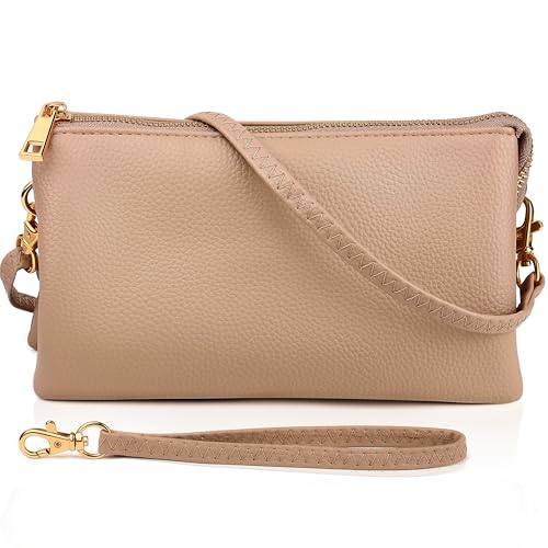 Nude Clutch Purse - Small Nude Purse, Dressy Crossbody Bags for Women, Vegan Leather Wristlet Clutch Wallet for Women Crossbody Wallet Handbag, Evening Handbags, Small Tan Beige Vegan Leather Bag
